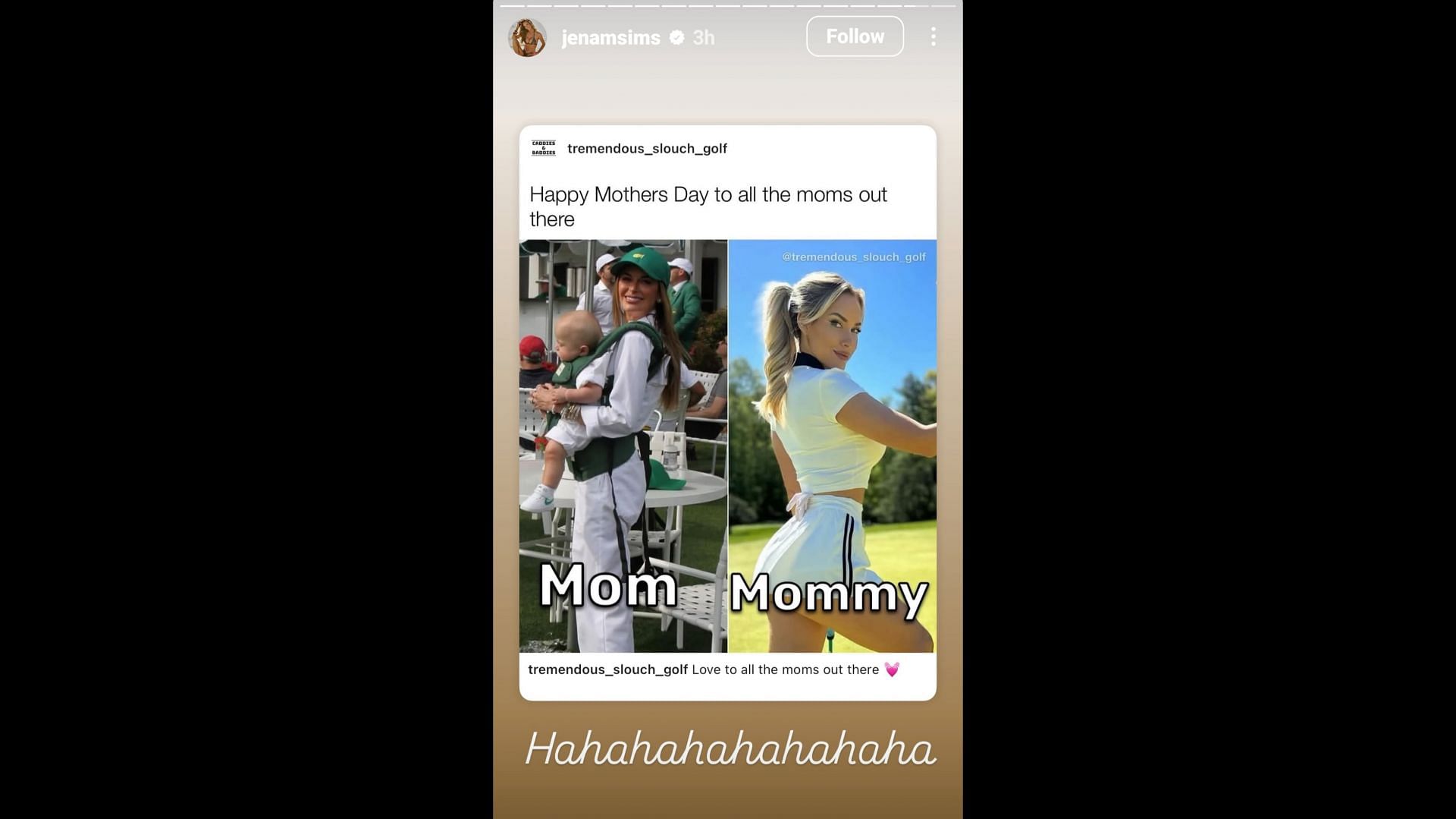 Screenshot from Sims' Instagram story - Source: IG@jenamsims
